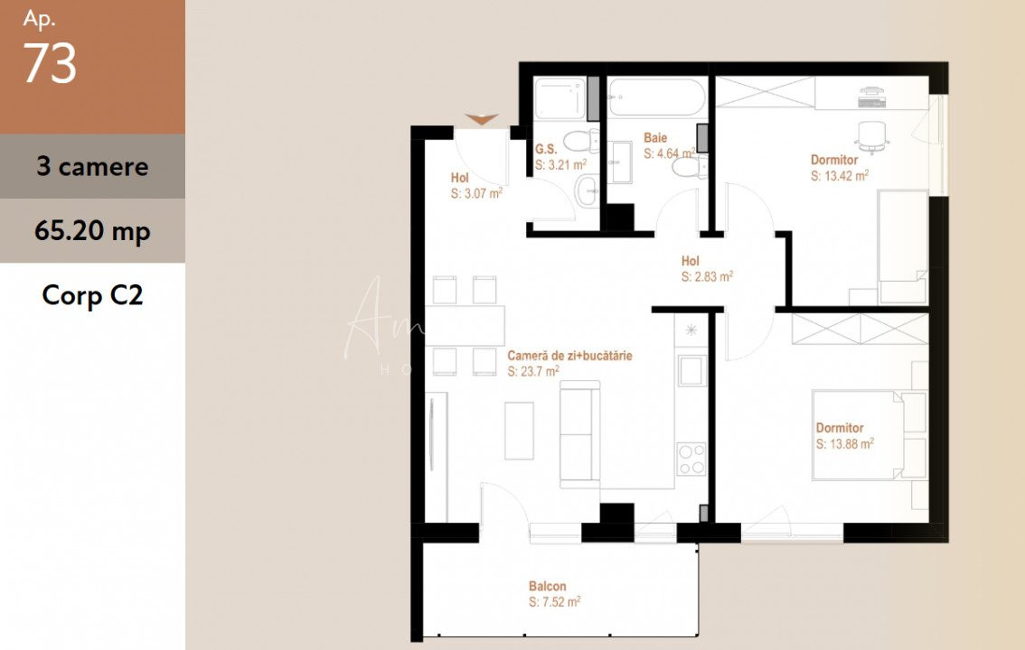 Apartamente 2 sau 3 camere, zona Vivo